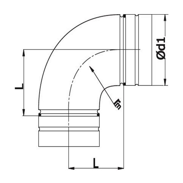 Cot metalic O75 mm 90° 1