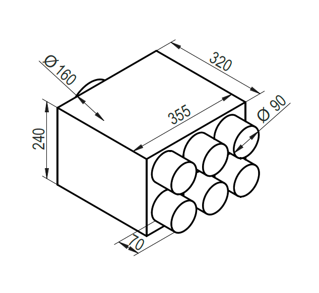 Distribuitor axial 6x90 racord DN160 1