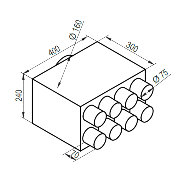 Distribuitor axial 8x75 racord DN160 1