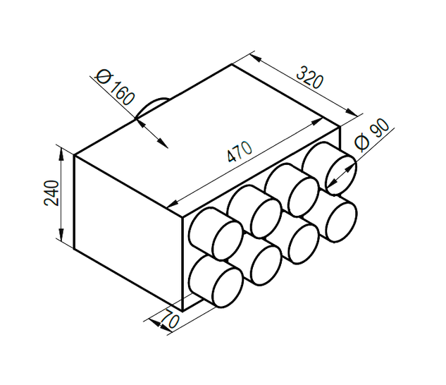 Distribuitor axial 8x90 racord DN160 1