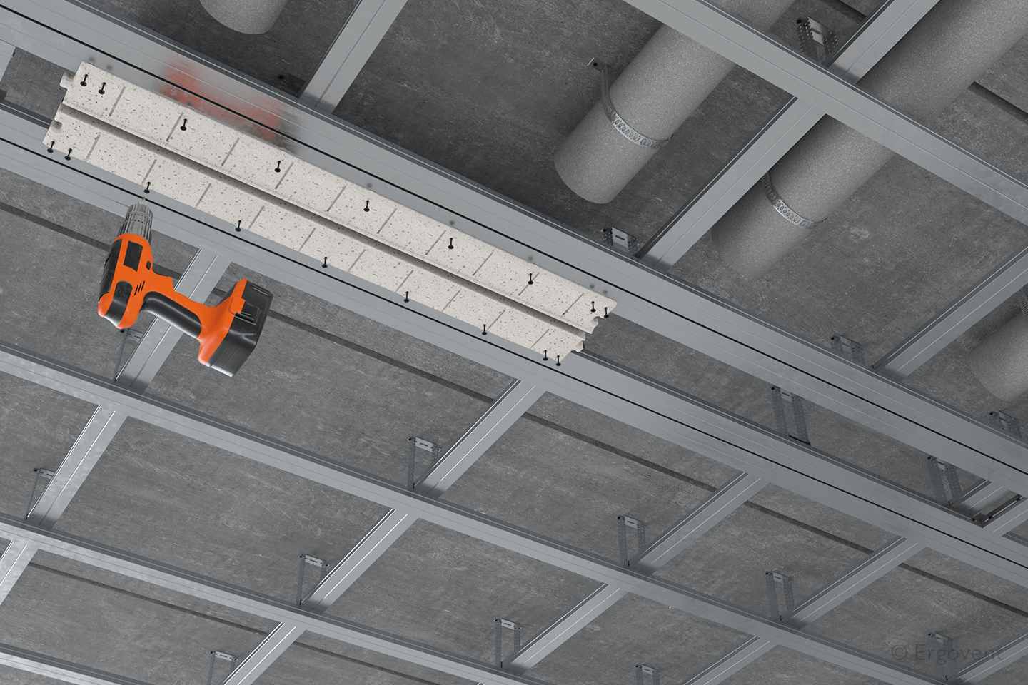 Difuzor liniar de ventilație fără cadru (încastrat în rigips) ERGOVENT LINEO PRO CONDI 125, 1050×20, racord 2×D125 3 3 ERGOVENT LINEO PRO 125 PUZZLE 1S