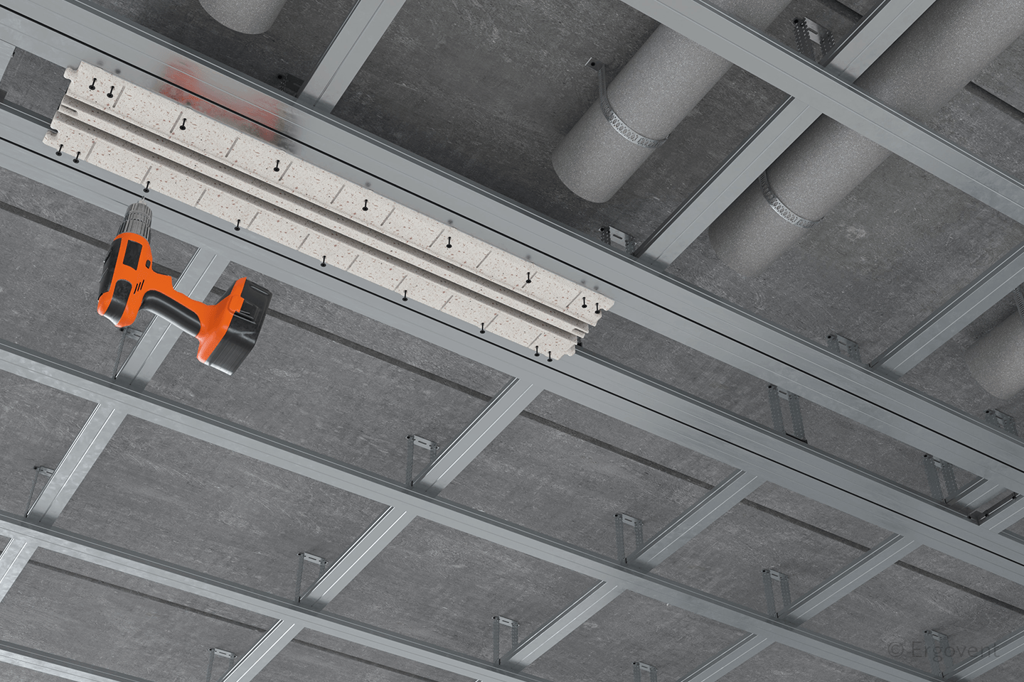 Difuzor liniar de ventilație fără cadru cu 2 fante (încastrat în rigips), ERGOVENT LINEO-PRO CONDI 125, 2×1050×20, racord 2xD125 3 3 ERGOVENT LINEO PRO 125 PUZZLE 2S