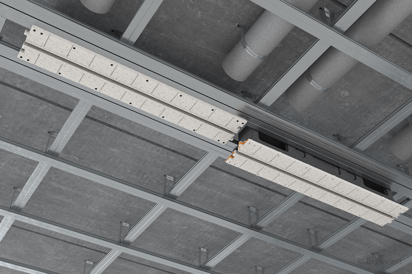 Difuzor liniar de ventilație fără cadru (încastrat în rigips) ERGOVENT LINEO PRO CONDI 125, 1050×20, racord 2×D125 4 4 ERGOVENT LINEO PRO 125 PUZZLE 1S