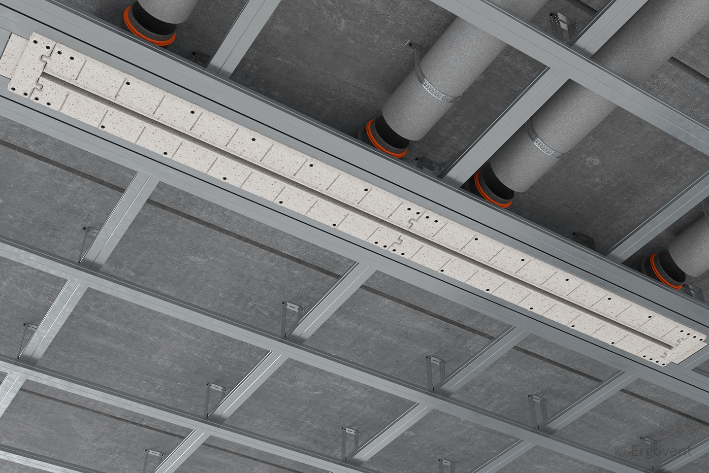 Difuzor liniar de ventilație fără cadru (încastrat în rigips) ERGOVENT LINEO PRO CONDI 125, 1050×20, racord 2×D125 5 5 ERGOVENT LINEO PRO 125 PUZZLE 1S