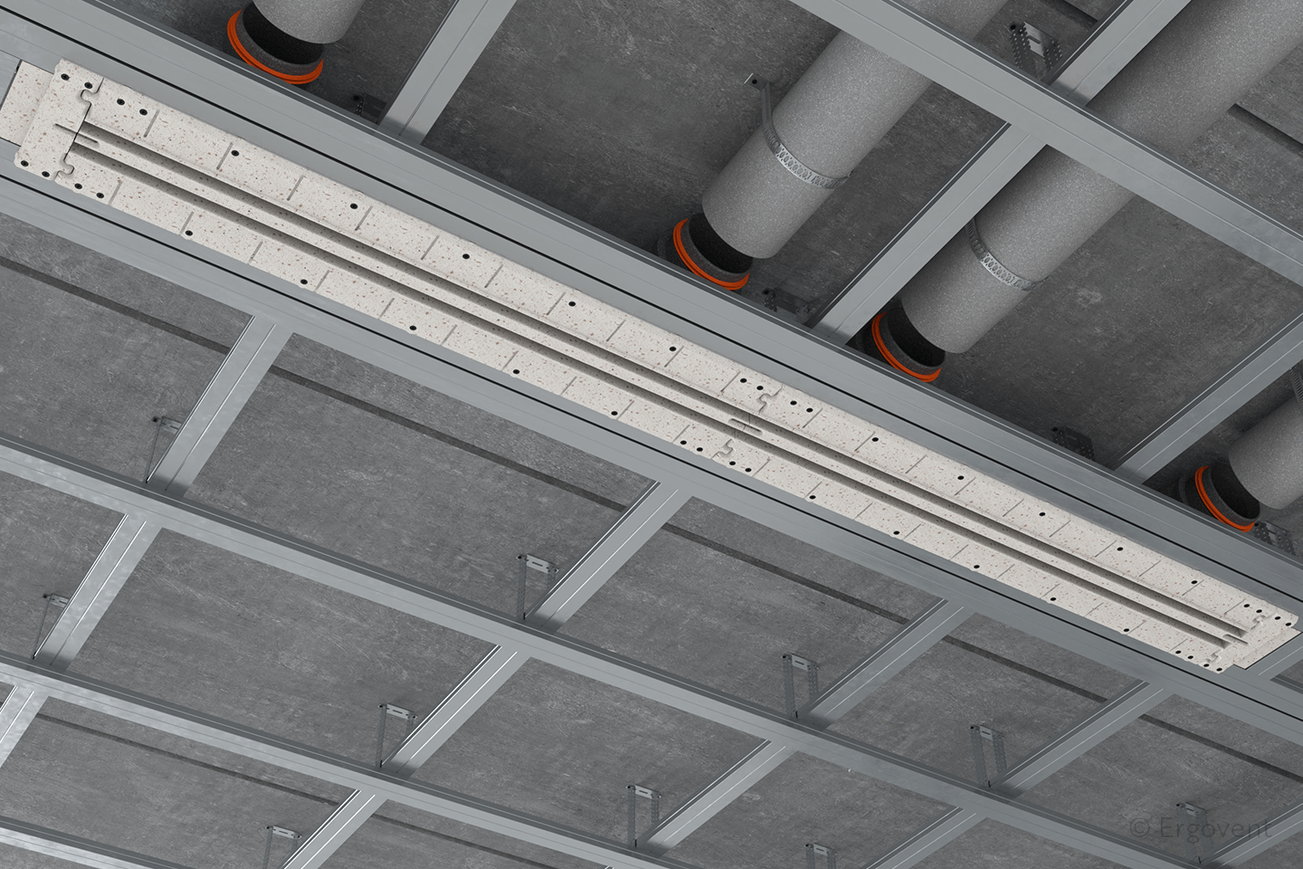 Difuzor liniar de ventilație fără cadru cu 2 fante (încastrat în rigips), ERGOVENT LINEO-PRO CONDI 125, 2×1050×20, racord 2xD125 5 5 ERGOVENT LINEO PRO 125 PUZZLE 2S